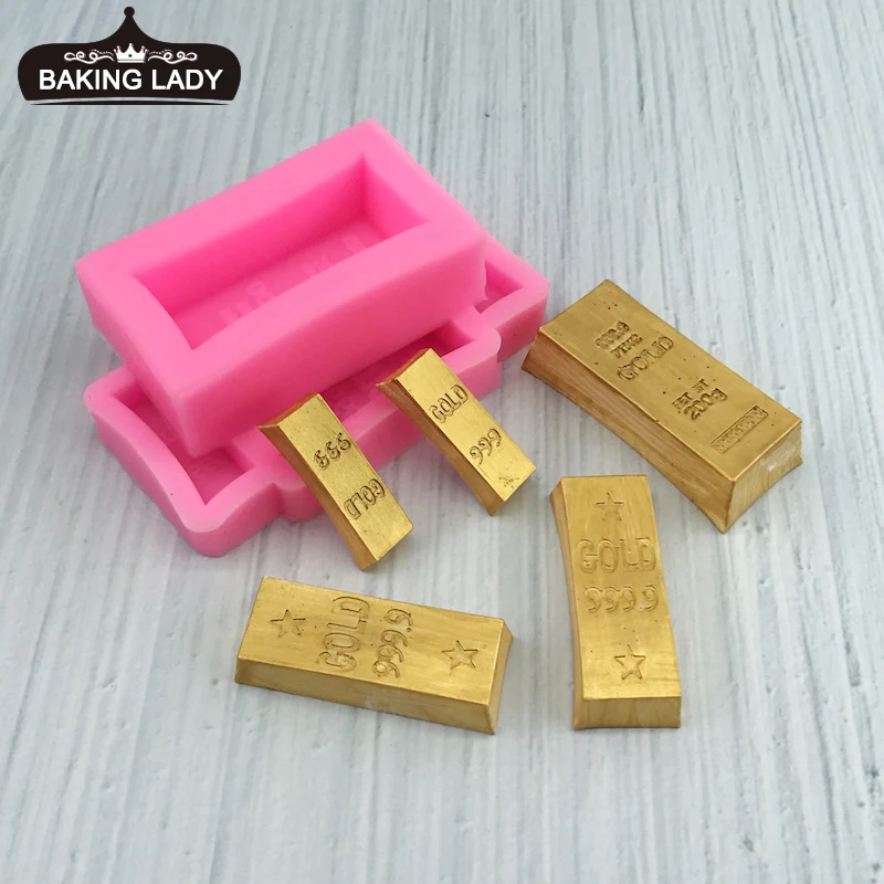 

Gold Bars Resin Silicone Mold Kitchen Baking Tool DIY Cake Pastry Fondant Moulds Dessert Chocolate Lace Decoration Supplies