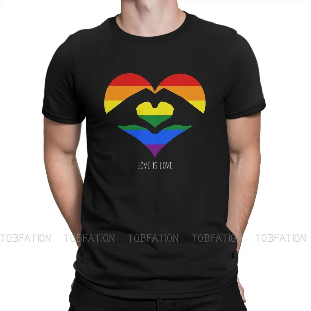 

Love Is Love LGBT Heart Hip Hop TShirt Gay Rainbow Boys Love Style Streetwear Casual T Shirt Male Tee Unique Gift Clothes