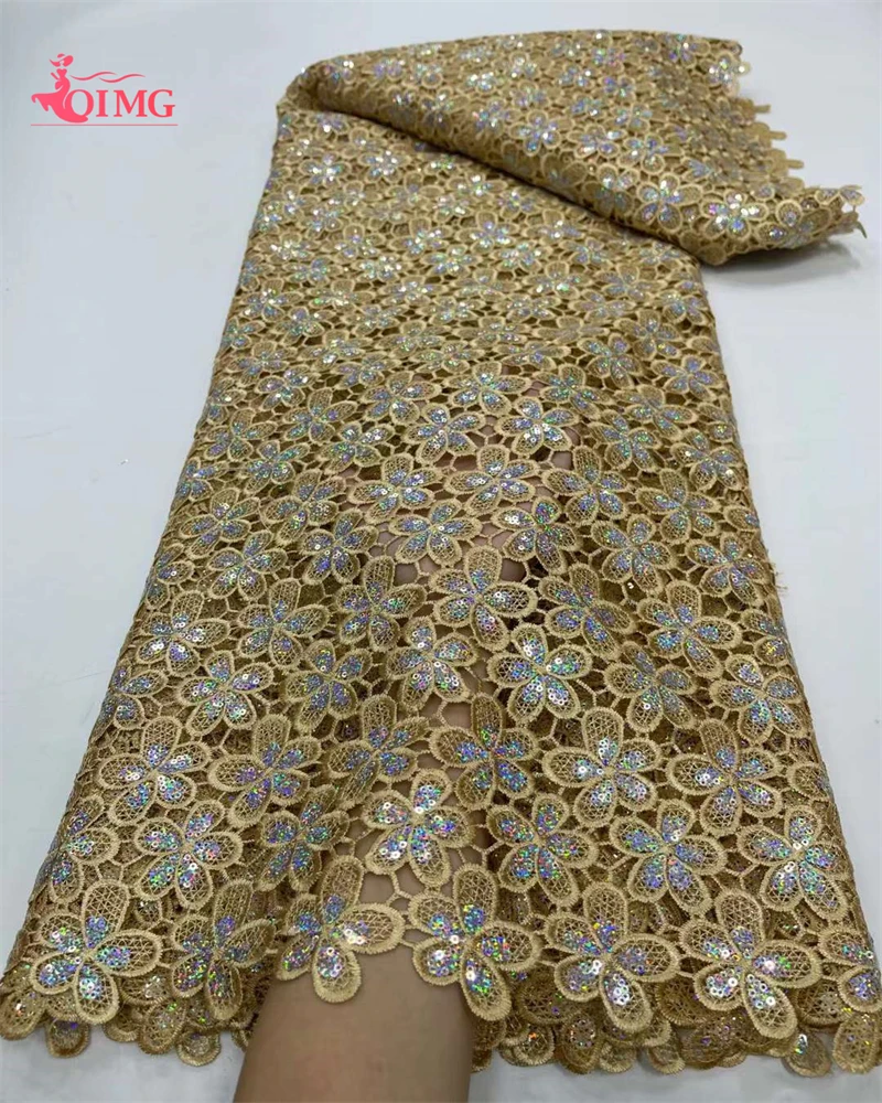 OIMG нигерийская молочная шелковая кружевная ткань с блестками 2023 высокое
