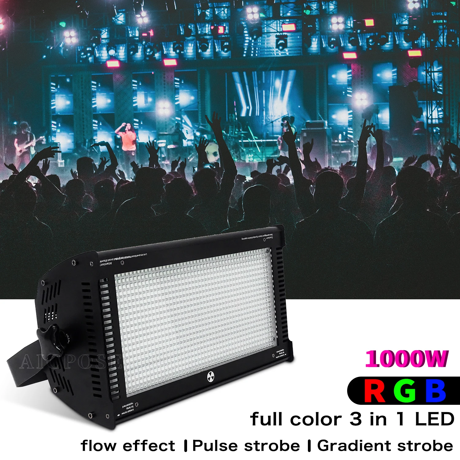 

1000W RGB 3in1 LED Strobe Light DMX Controlled 8 Segment Strobe DJ Disco Light Background Decorative Effect Lighting