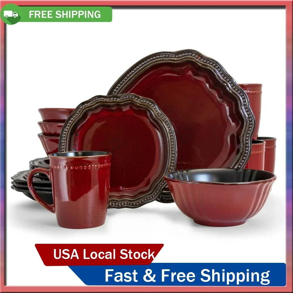

Regency 16 Piece Stoneware Dinnerware Set in Red Plate Sets