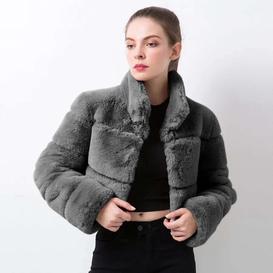 

2022 New 6-color Fur Coat Short Sexy Hot Girl Imitation Fur Women's Coat Imitation Fox Fur Horizontal Stitching Artificial Fur
