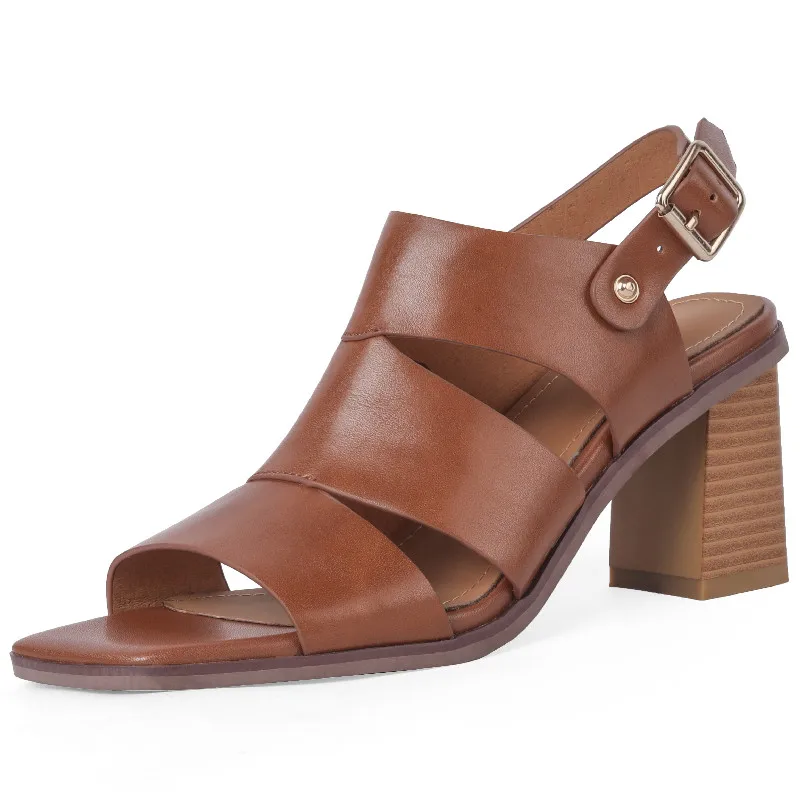 

Женские сандалии Dilalula из натуральной кожи, босоножки на высоком каблуке, повседневные офисные туфли в римском ретро стиле, весна-лето