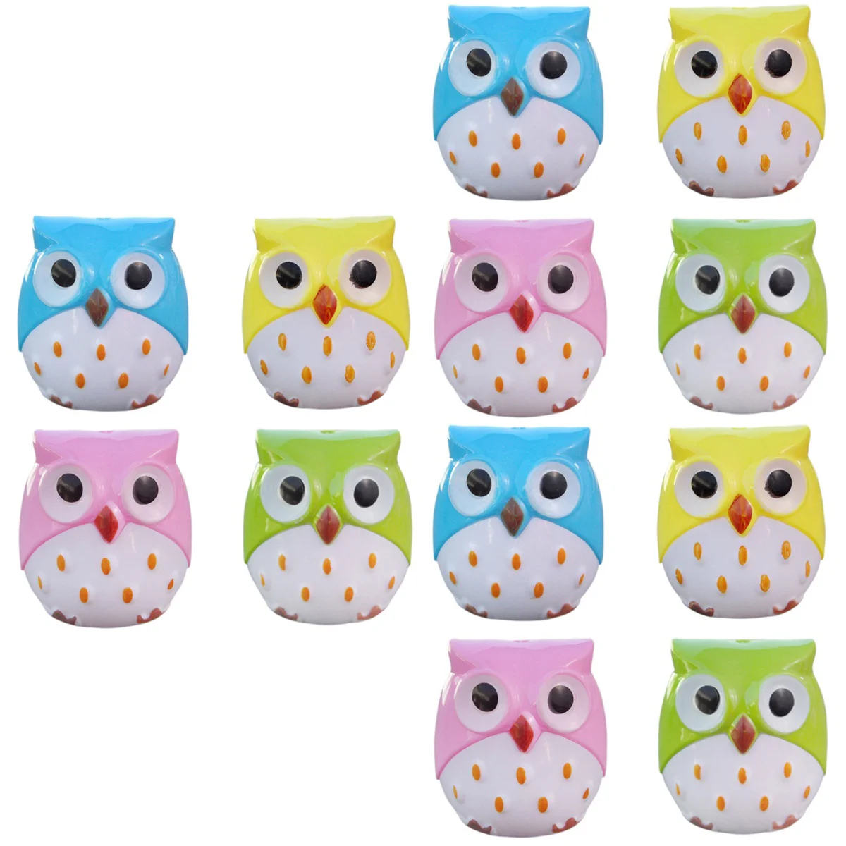 

12 pcs Sharpeners Owl Cartoon Novelty Two Holes Sharpeners Classroom School Gift Prize for Kids
