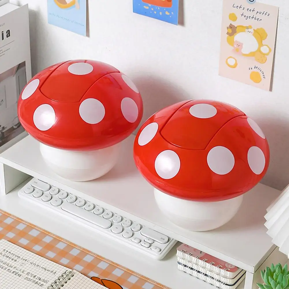 

Garbage Can with Lid Detachable Collect Rubbish Red Mushroom Table Mini Waste Bin Household Accessories
