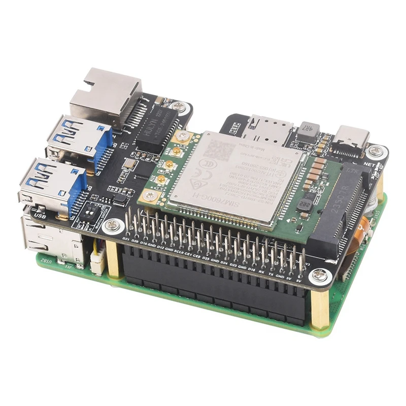 Для Raspberry Pi 5-Pcle к Minipcle Gbe USB3.2 HAT + Gigabit Ethernet SIM7600G-H модуль 4G поддерживает Minipcie