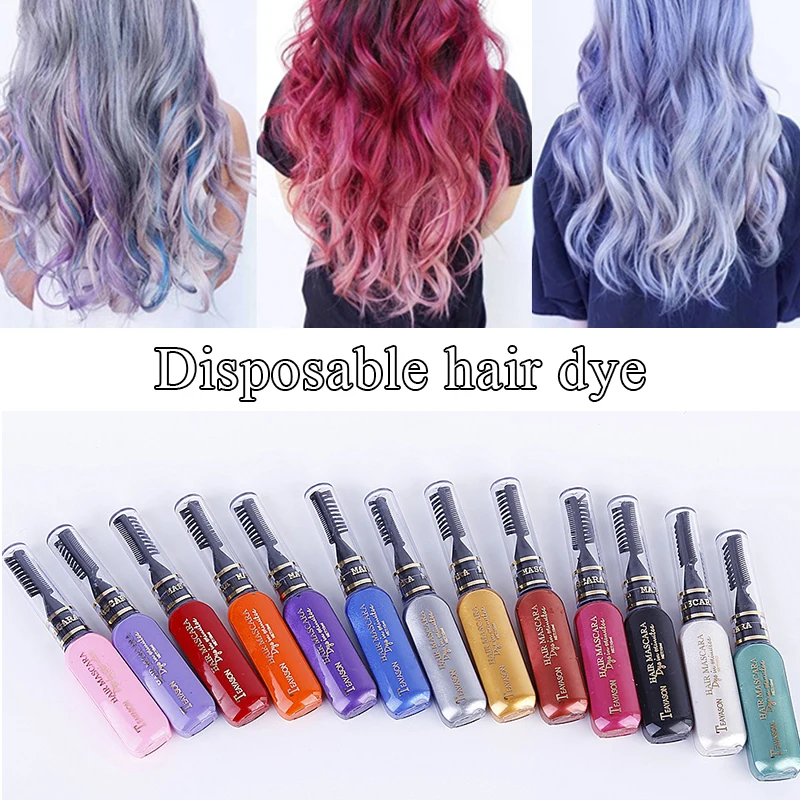 

Disposable Hair Dye Coloured Mascara Washable Hair Mascara One-off Hair Color DIY Non-toxic Temporary Dual Purpose 13 Colors New