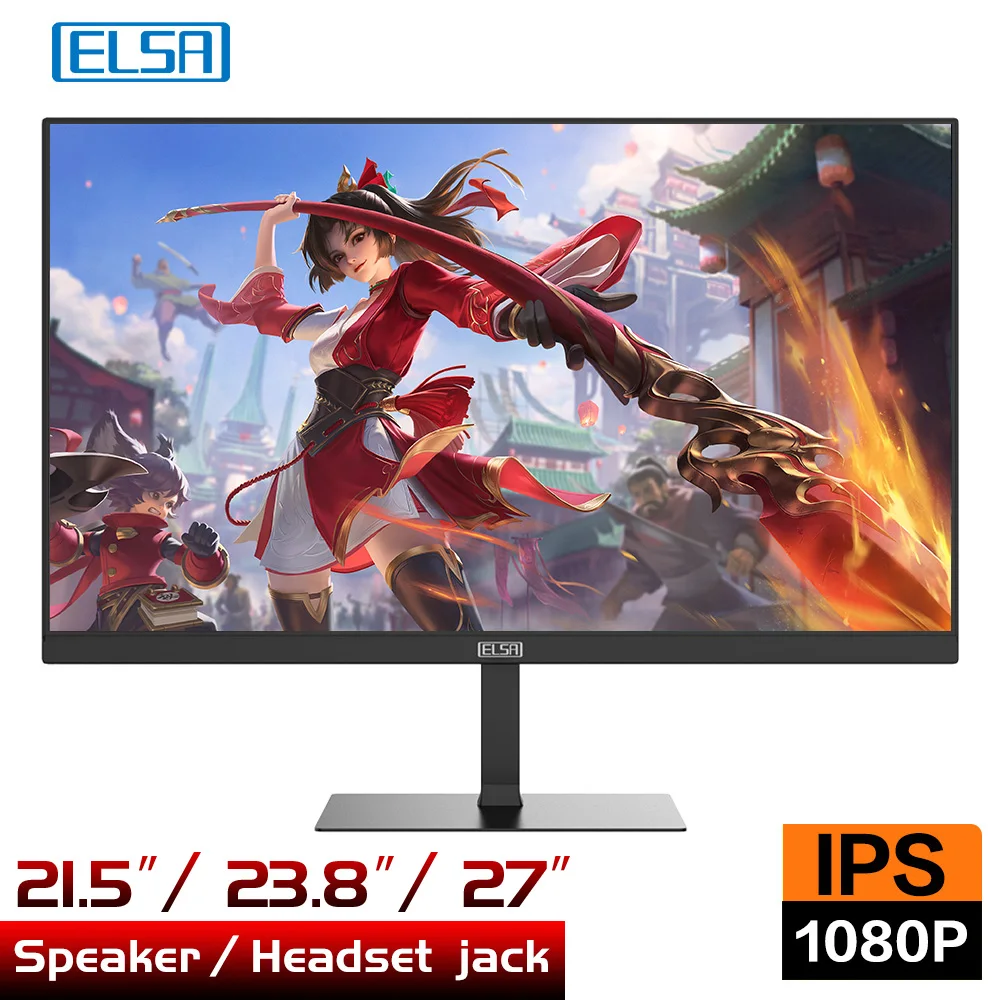  ELSA 21.5 24 27 Inch Monitor  Display PC  Free Shipping IPS FHD Desktop Gamer Computer Screen Flat Panel HDMI/VGA 19201080 
