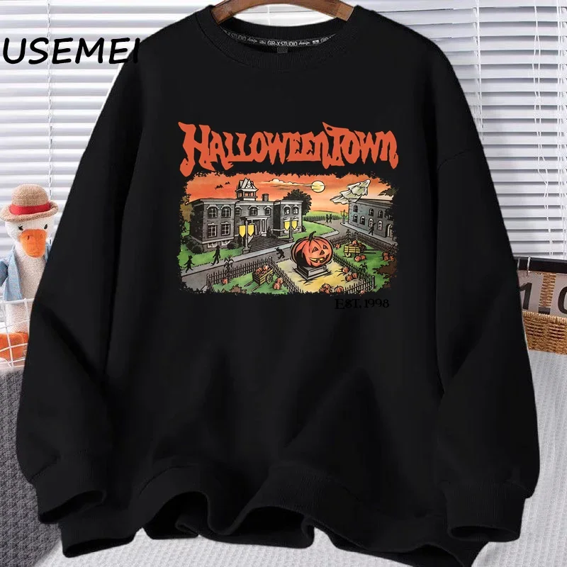 Свитшот на Хэллоуин Осенний Ретро свитшот с круглым вырезом пуловер длинным