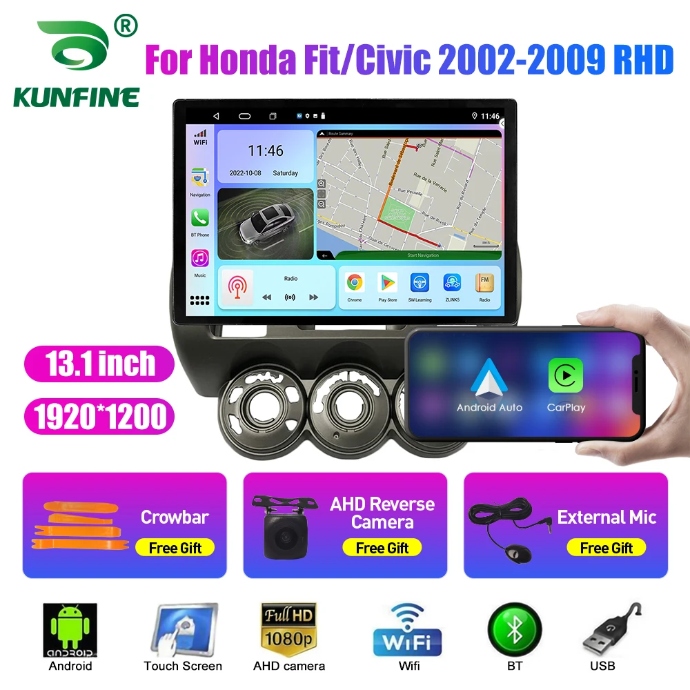 

Автомобильный радиоприемник 13,1 дюйма для Honda Fit/Civic 2002-09 RHD автомобильный DVD GPS-навигатор стерео Carplay 2 Din центральный мультимедийный Android авто