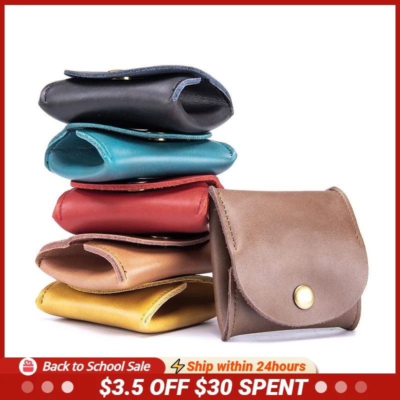 

Cowskin Genuine Leather Mini Coin Purse Money Bag Vintage Design Earphone Holder Pouch Pocket Women Men Small Wallet