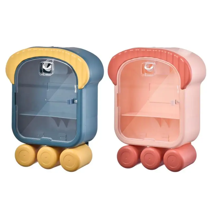 

Wall Mounted Toothbrush Mouthwash Cup Holder Dustproof Organizer