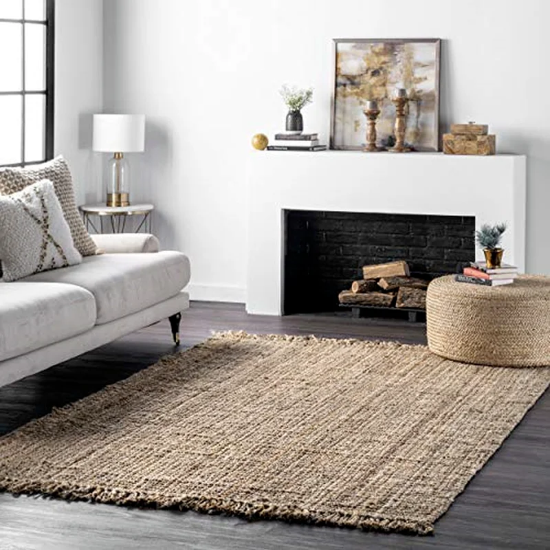 Tapete de juta natural mão tecida chunky fazenda rug150x230cm casa área de estar tapete grande área para sala de estar (0)