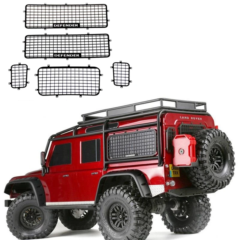 

Special offer 5pcs TRX4 Metal Window Mesh Protective Net DEFENDER Logo for 1/10 RC Crawler Car Traxxas TRX-4 Accessories