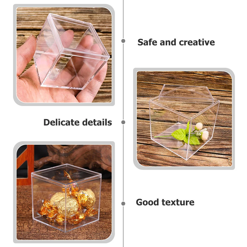 Boxes Candy Acrylic Gift Clear Chocolate Lid Cube Party Containers Square Wedding Container Wrapping Case Favor Storage