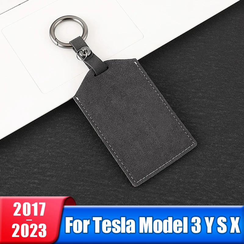 

Top Quality Leather Key Holder Protector Cover Card Key Case Keychain For Tesla Model 3 Y S X 2017- 2021 2022 2023 Accessories