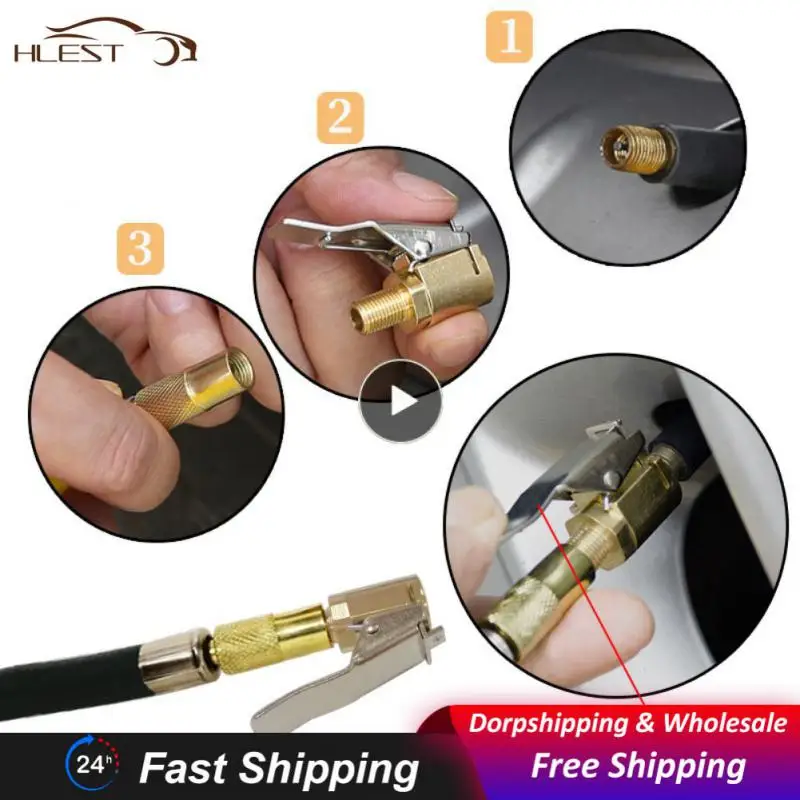 

Copper Car Air Pressure Gauge Pump Nozzle Durable Tire Pressure Gauge Filling Nozzle Portable Inflatable Clip Car Accessories