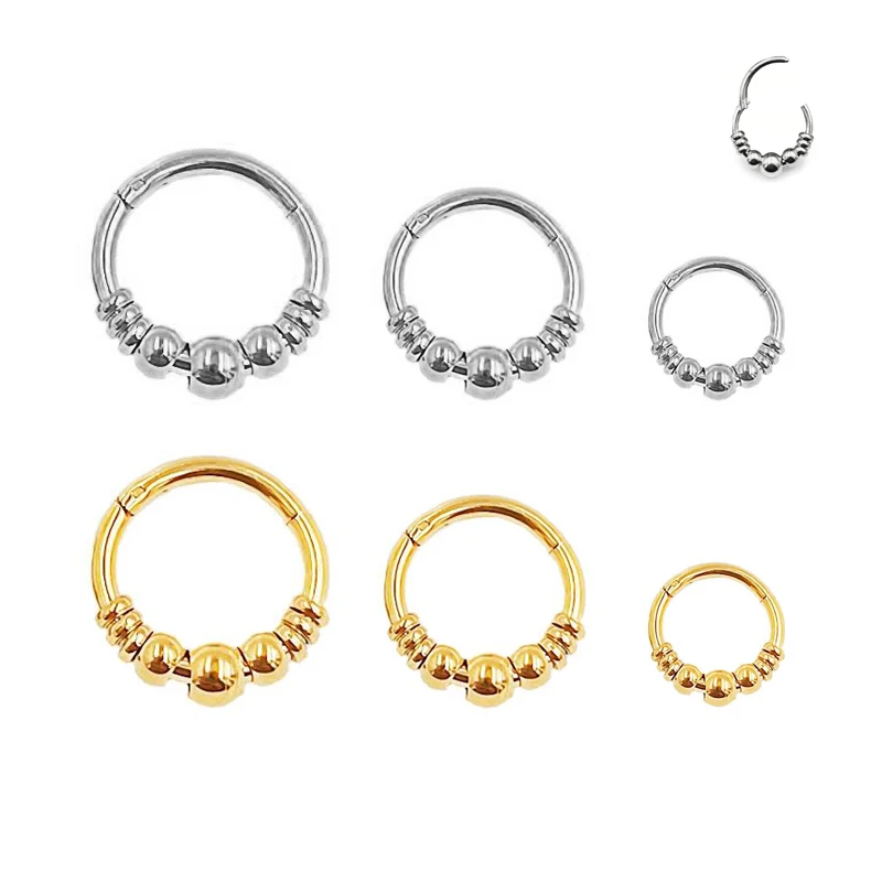 1pc 316L Surgical Steel  Septum Clicker Ear Cartilage Helix Tragus Faux Daith Earring Hoop Body  Piercing Jewelry Nose Ring