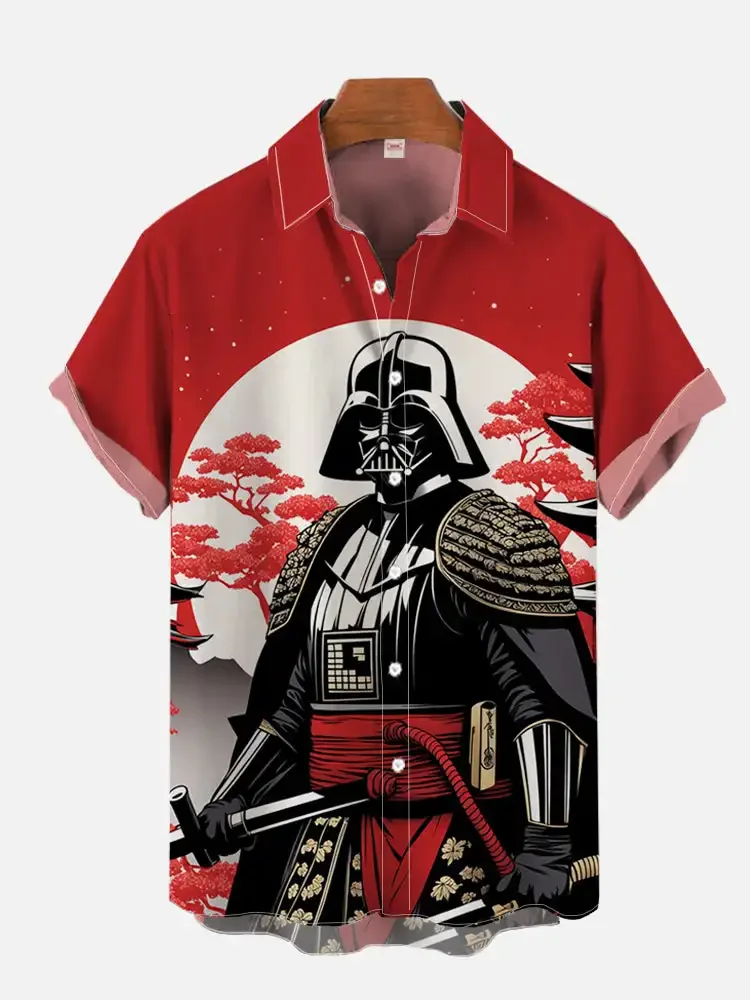 Disney Fashion Ukiyo-E Tropical Floral Sci-Fi Space Samurai Printing Turndown Collar Hawaiian Short Sleeve Shirt Casual Shirts