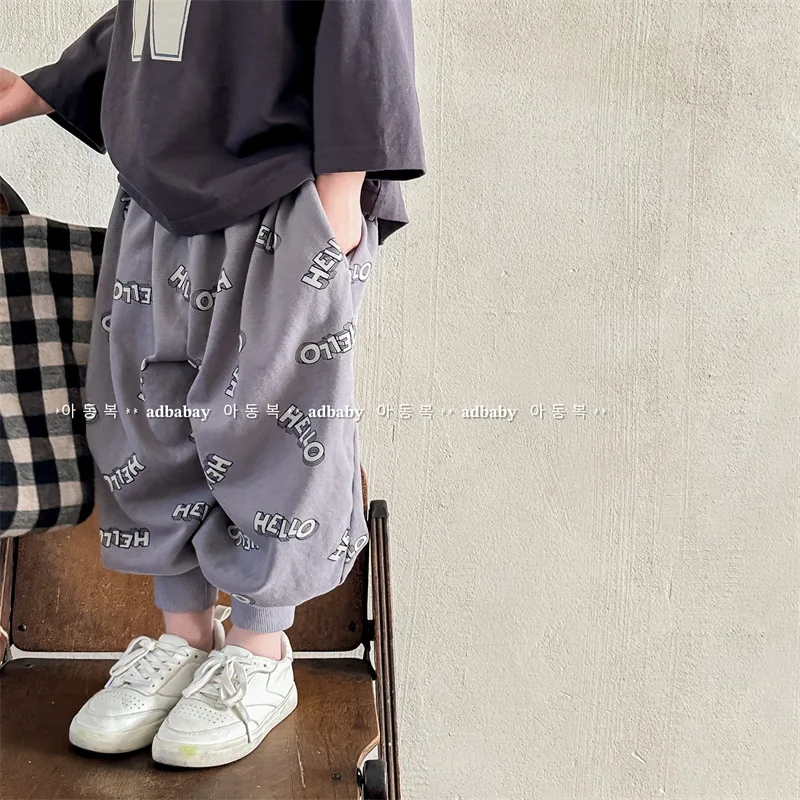 

Fashion Letter Print Children Trousers Cotton Girls Casual Pants Loose Baby Harem Pants For Boys New Kids Clothes