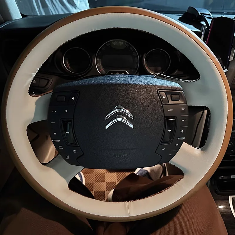 Кожаный чехол на руль автомобиля Citroen C5X 2021 2022 C4 C2 C5 для ручного шитья внутренняя