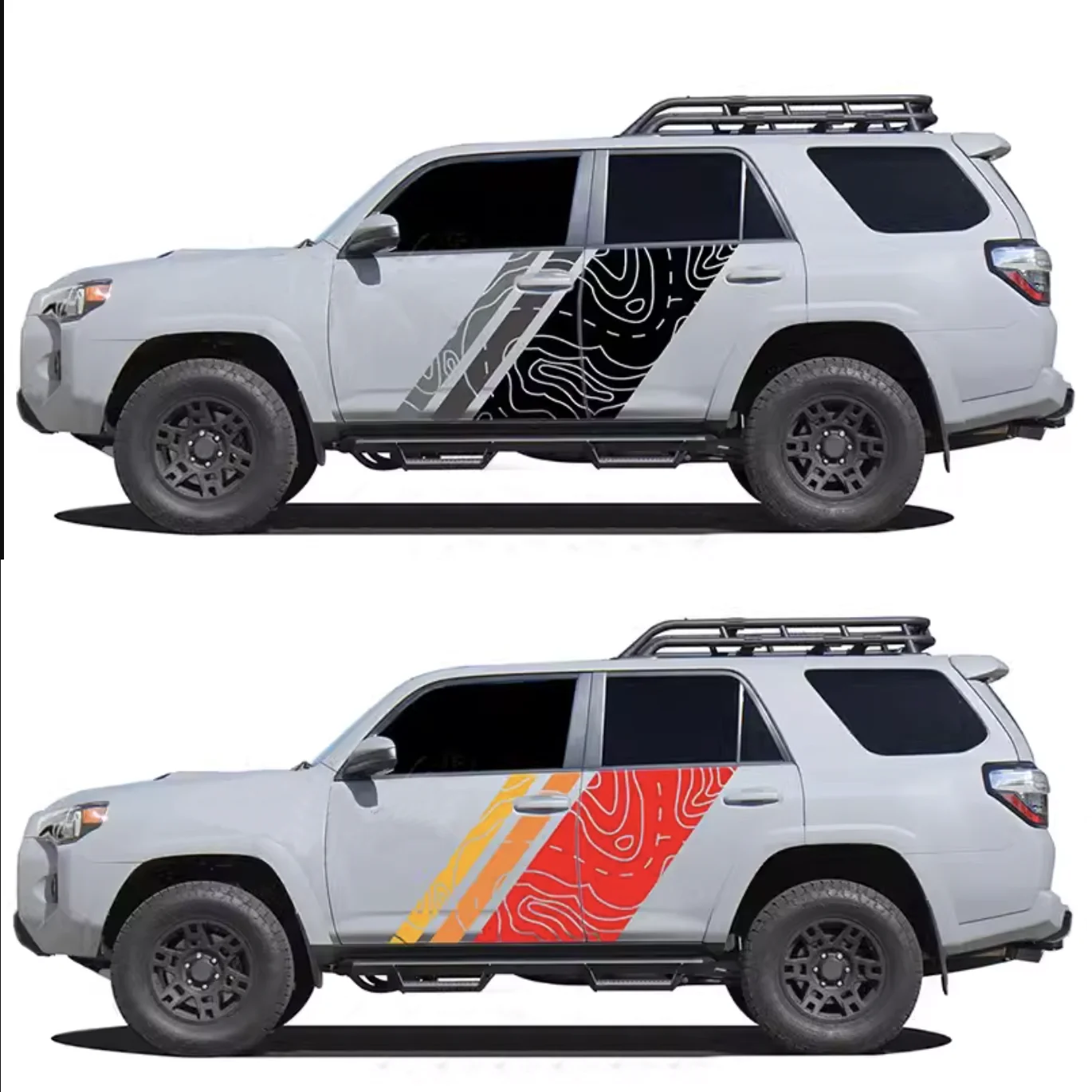 Ретро топографические наклейки Topo Map Body Door трехцветные графические Sunset виниловое