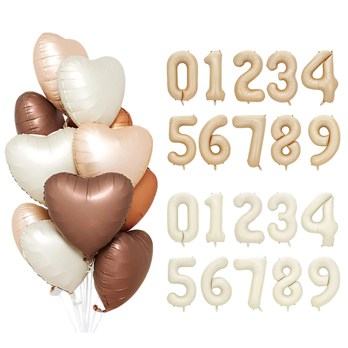 

40 Inch Cream/Caramel Big 1-9 Number Balloons Wedding Happy Birthday Party DIY Decoration Supplies Baby Shower Helium Balloons