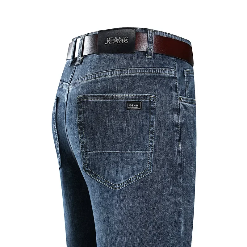 

Джинсы мужские прямые с завышенной талией, Классические повседневные хлопковые брюки в винтажном деловом стиле, весна-осень 2023