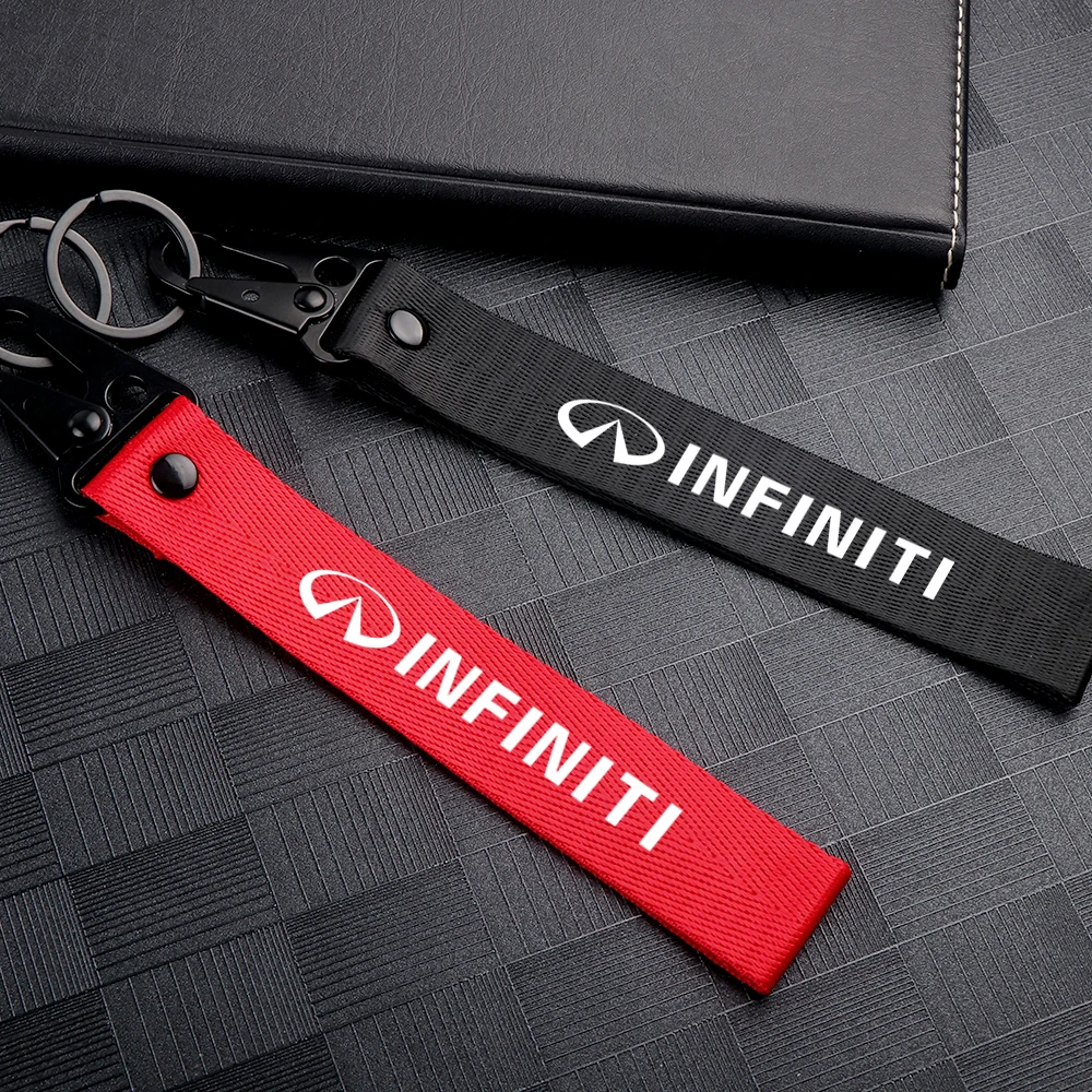 

Car Badge Ribbon Lanyard Key chain KeyRings Key Accessories For Infiniti Q50 Q70 QX70 FX35 Q30 G37 QX60 G35 Q60 QX50 QX80 QX30