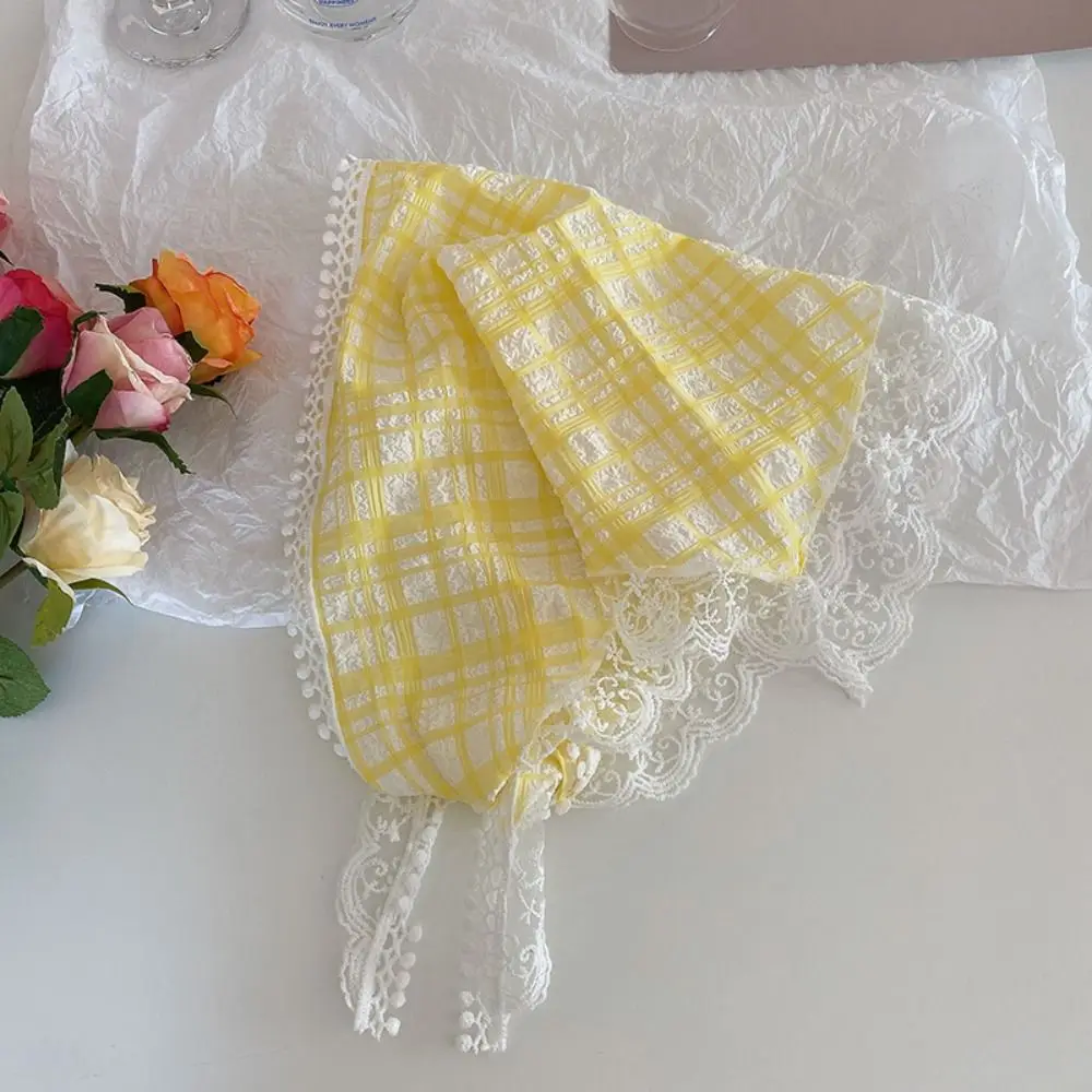 Треугольная бандана в клетку винтажные палантины кружевной шарф для волос