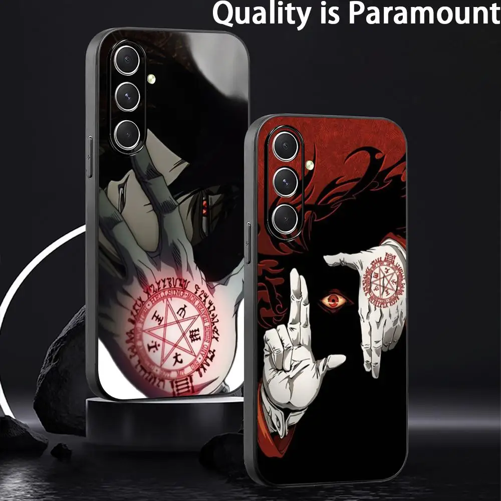 Фото Чехол для телефона с классическим японским аниме-принтом Dark Alucard для Samsung Galaxy S26 S25 S24 S23 S22 S21 Plus Ultra Note20, мягкий, черный №1