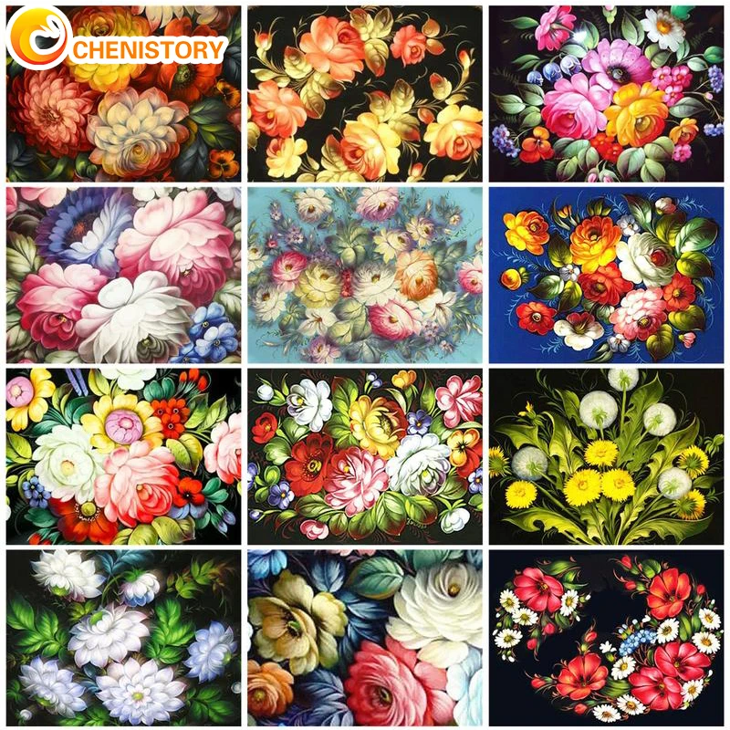 

CHENISTORY Frameless Oil Paint By Numbers Kits Flower 60X75cm DIY Painting By Number HandPainting On Canvas Decorative Paintings