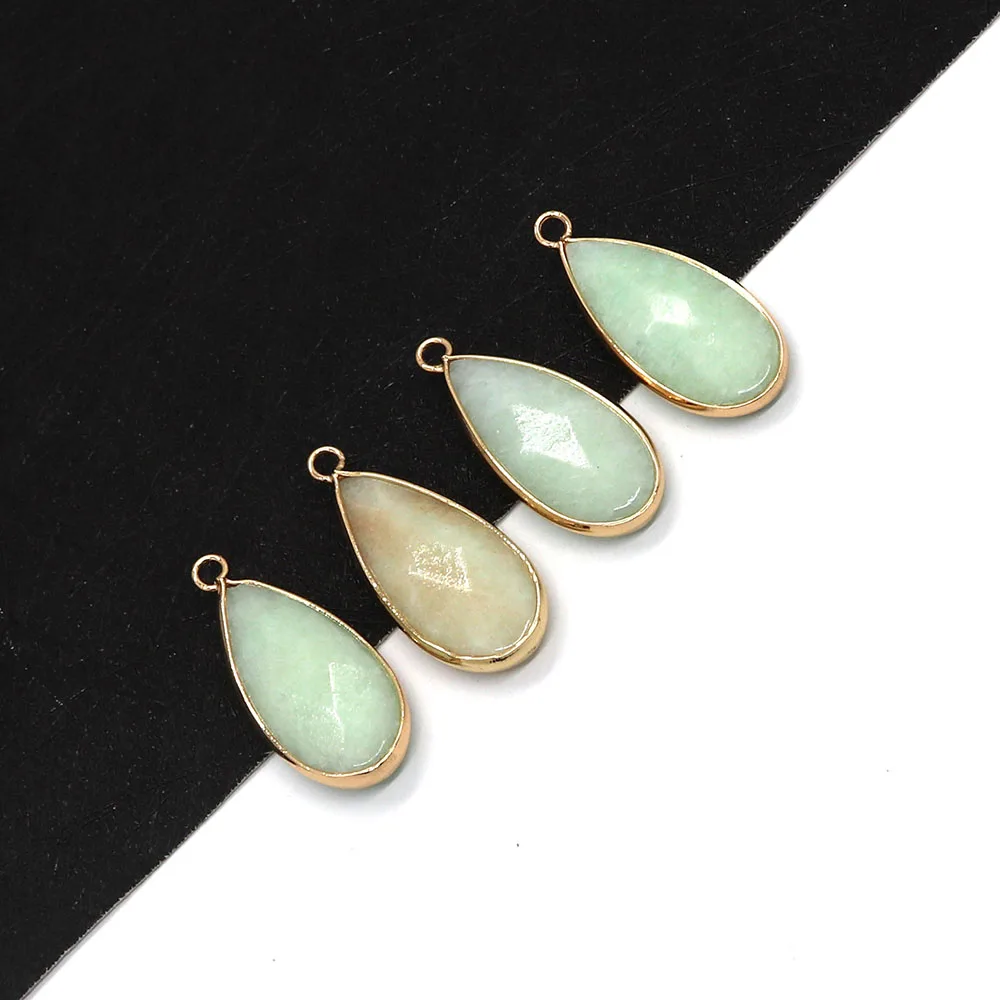 

Natural Stone Long Teardrop Shaped Facet Pendant Make Elegant Fashion Charm Jewelry DIY Necklace Earrings Boutique Accessories
