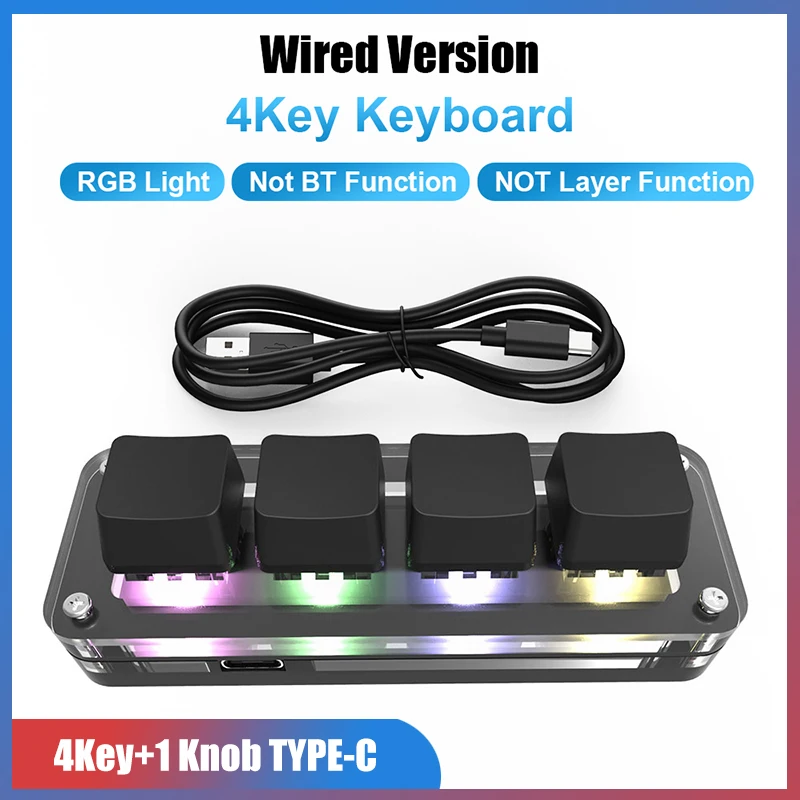 

USB Macro Custom Mini Keyboard RGB Mini Gaming Custom Programming DIY Mechanical Knob Keypads Switch 3/4 Keys For Photoshop