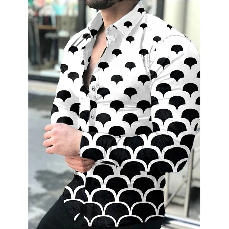 Fashion Quicksand Print Shirts Men 2022 New Prom Cardigan Turn-down Collar Buttoned Shirt Casual Long Sleeve Tops Men's Clothing