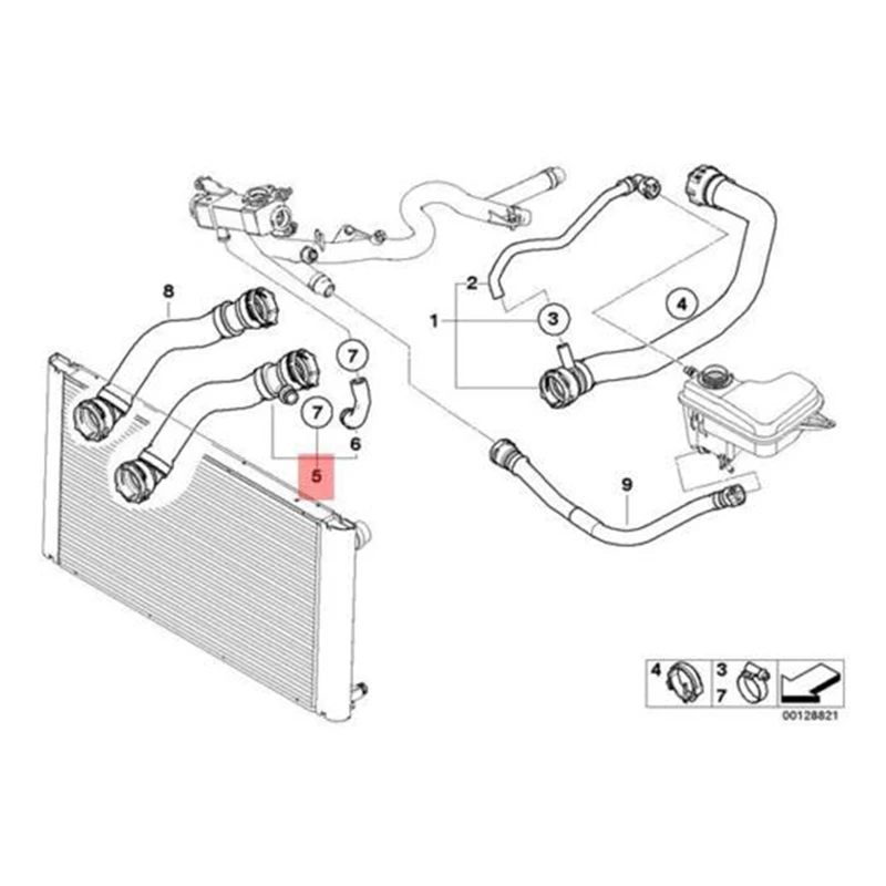 Шланг радиатора для автомобильного резервуара воды черный шланг 17127787449 BMW 5 серии