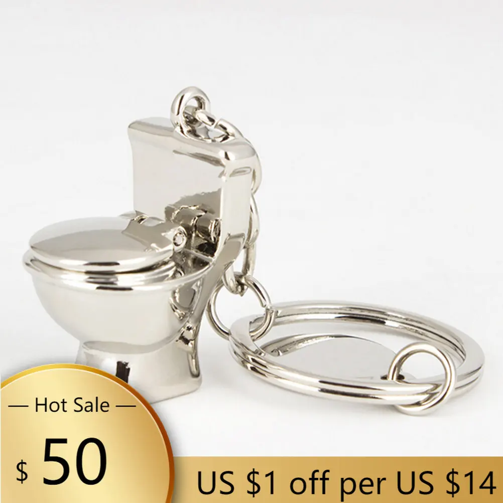 

3D Mini Toilet Keychain Bathroom Creative Key Ring Metal Pendant Gift Trinket Decor Car Accessories