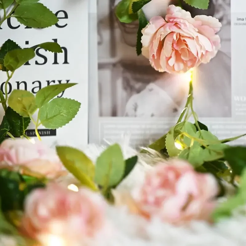 

Светодиодная имитация розы, искусственная нить, свадебное украшение, для помещений и улицы, для сада, Рождественская фотогирлянда