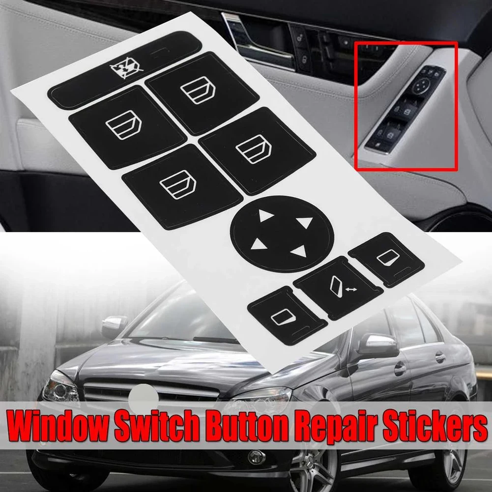 

Car Window Switch Button Repair Stickers Trim Cover Decal For Benz 2007-2014