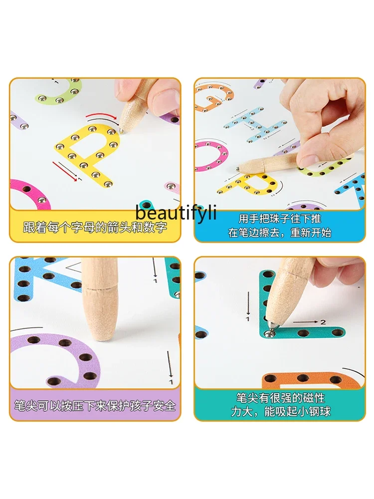 Деревянная магнитная верхняя и нижняя доска для практики алфавита детская