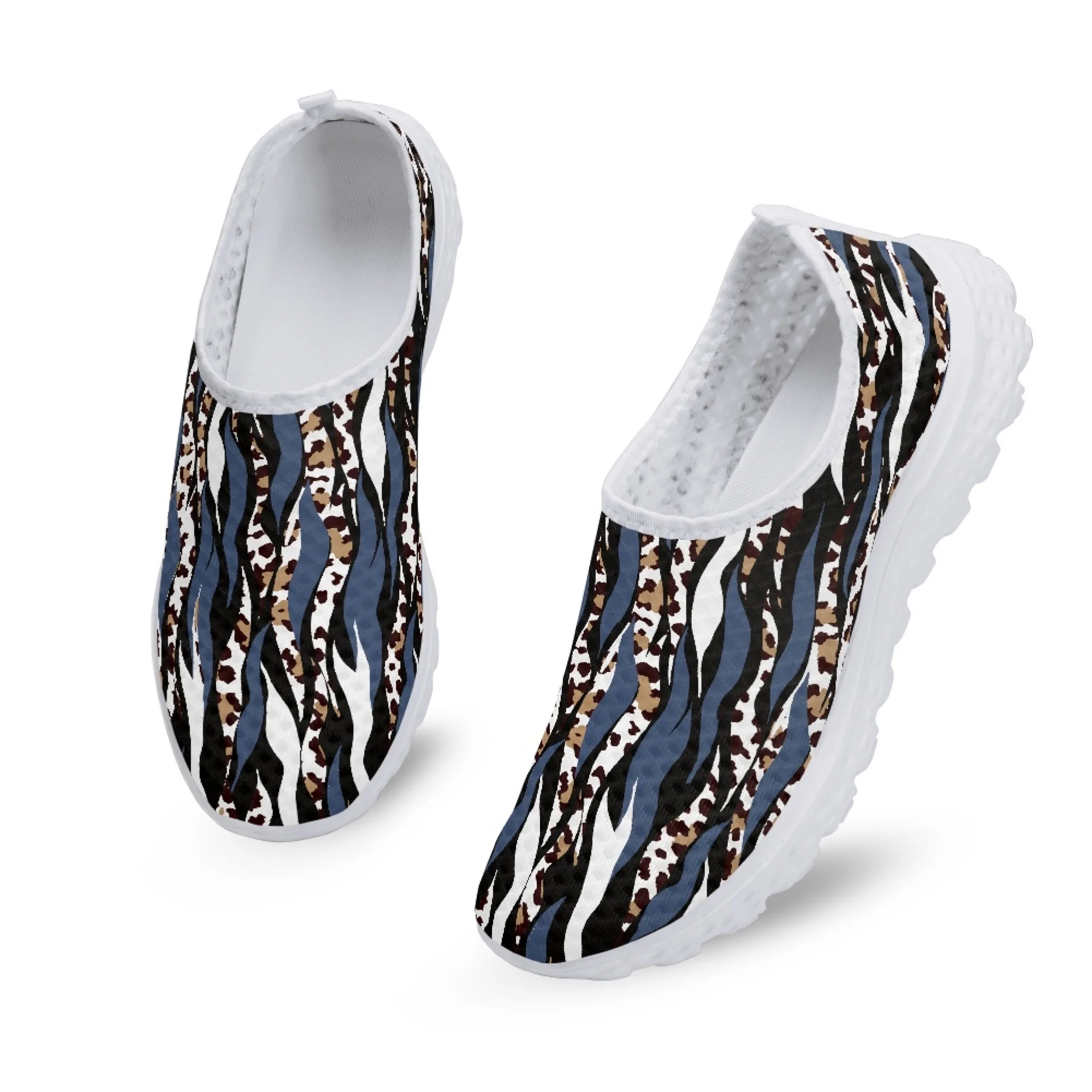 

Yikeluo Trendy Cheetah Leopard Print Men's Breathable Mesh Shoes Women's Comfortable Leisure Shoes Sneakers Women Casual Shoes