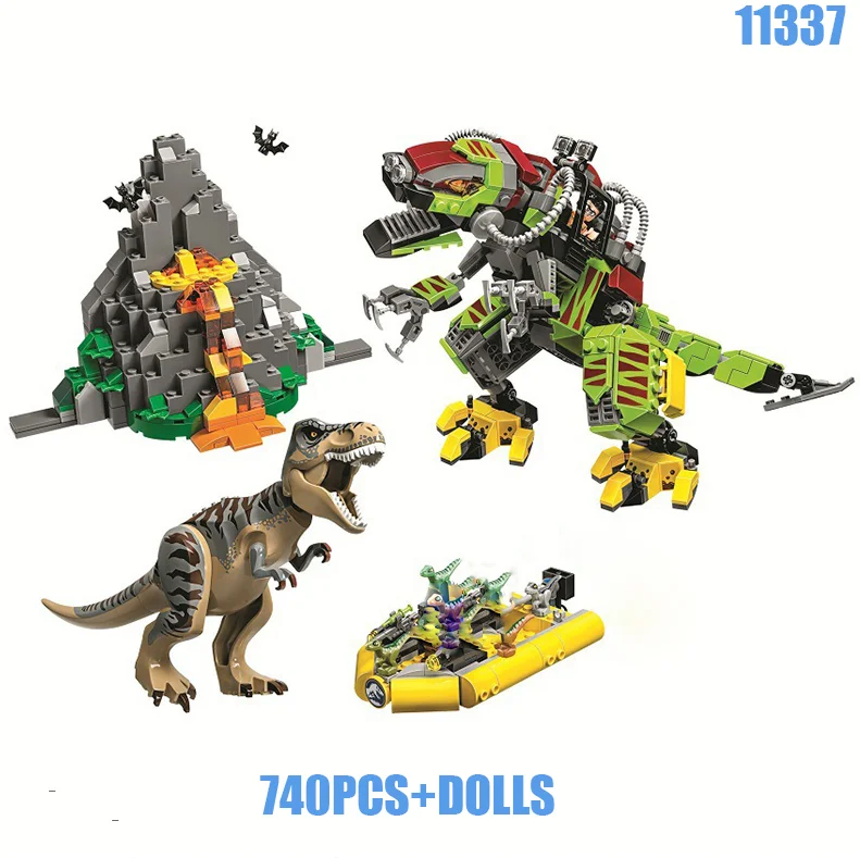 

Новинка 75938 740 шт. Серия мир Юрского периода T-Rex Vs Dino-Mech Боевая модель строительные блоки игрушка для детей подарок 11337