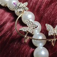 silver plated metal butterfly earrings for women ear clips without piercing sparkling zircon ear cuff fashion jewelry