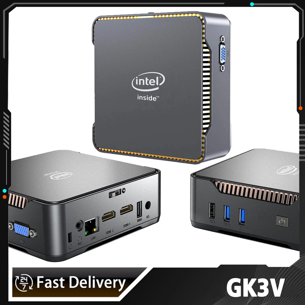 GK3V Intel PC Mini Computer Game Celeron J4125 DDR4 WIFI5 1000M LAN BT4.2 VGA 4K 60Hz Gaming Computer