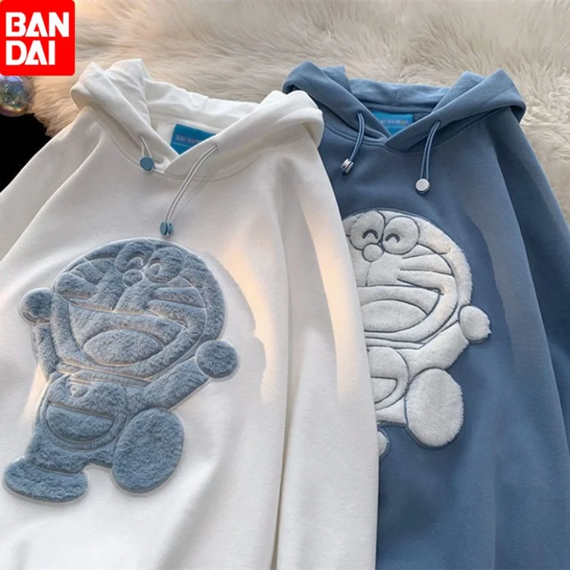 

Плюшевый свитер, не скатывается, не липкая шерсть, 2022 осенне-зимняя вышивка, Детское пальто Doraemon с капюшоном