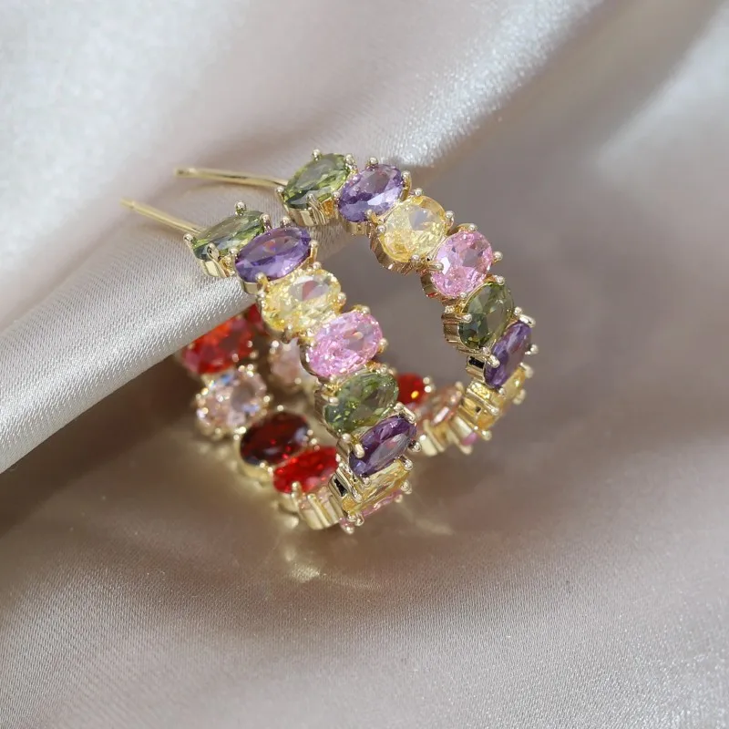 

Украшения Женские, в американском стиле, с овальным цирконом, позолоченные, 14 к, элегантные, для свадьбы, вечеринки