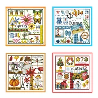 four seasons pattern spring summer autumn winter counted cross stitch kit diy embroidery kit home decoration drawing needlework