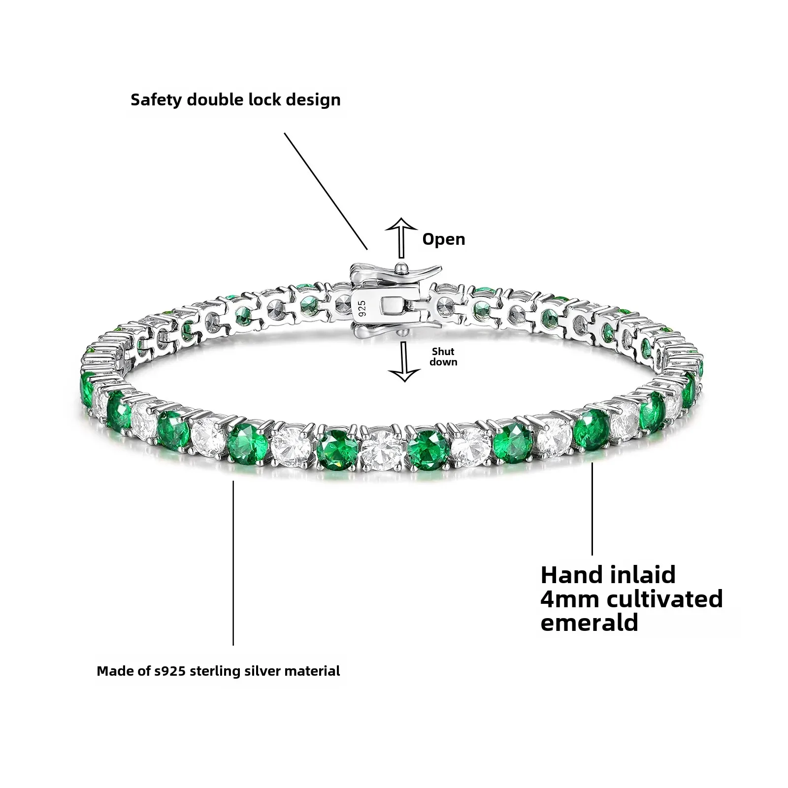 Теннисный браслет из чистого серебра S925 для женщин высококачественный модный