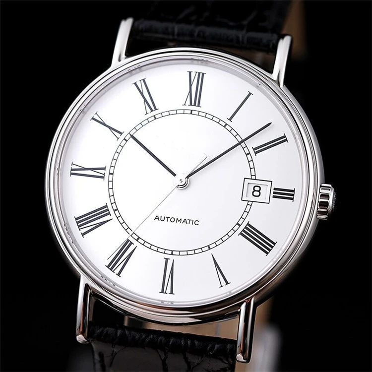 

Классические Мужские автоматические механические черные кожаные спортивные часы