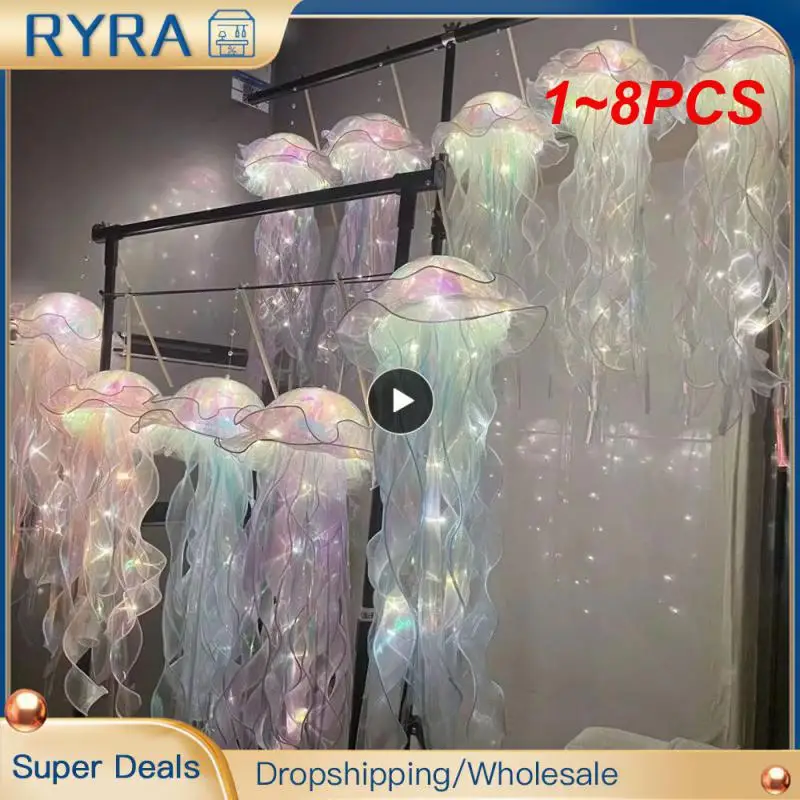 

1~8PCS Jellyfish Lamp, Portable Flower Lamp, Girl Room Atmosphere Decoration Lamp, Bedroom Night Lamp, Home Decoration